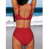 CUPSHE Women’s Bikini Sets High Waisted Swimsuit Underwire Adjustable Straps Twisted Hook Full Coverage Bottom(Solid Red)