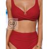 CUPSHE Women’s Bikini Sets High Waisted Swimsuit Underwire Adjustable Straps Twisted Hook Full Coverage Bottom(Solid Red)