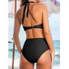 CUPSHE Women’s Bikini Sets High Waisted Two Piece Swimsuit V Neck Halter Strap Bathing Suit Cutouts Back Hook(Black)