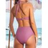 CUPSHE Women’s Bikini Sets High Waisted Two Piece Swimsuit V Neck Halter Strap Bathing Suit Cutouts Back Hook(Brick Red)