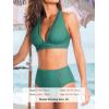 CUPSHE Women’s Bikini Sets High Waisted Two Piece Swimsuit V Neck Halter Strap Bathing Suit Cutouts Back Hook(Deep Teal)