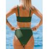 CUPSHE Women’s Bikini Sets Scoop Neck Adjustable Straps Sporty Bathing Suit High Rise Colorblock(Black/Green)