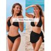 CUPSHE Women’s Bikini Sets Three Piece Swimsuit V Neck Textured Halter Back Self Tie Twist Sarong Low Rise(Black)