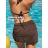 CUPSHE Women’s Bikini Sets Three Piece Swimsuit V Neck Textured Halter Back Self Tie Twist Sarong Low Rise(Brown)