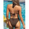 CUPSHE Women’s Bikini Sets Three Piece Swimsuit V Neck Textured Halter Back Self Tie Twist Sarong Low Rise(Brown)