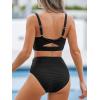 CUPSHE Women’s Bikini Sets Two Piece Bathing Suit High Waisted Square Neck Adjustable Straps Ruched(Black)