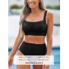 CUPSHE Women’s Bikini Sets Two Piece Bathing Suit High Waisted Square Neck Adjustable Straps Ruched(Black)