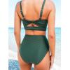 CUPSHE Women’s Bikini Sets Two Piece Bathing Suit High Waisted Square Neck Adjustable Straps Ruched(Teal Green)