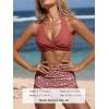 CUPSHE Women’s Bikini Sets Two Piece Bathing Suit High Waisted V Neck Halter Front Twist Back Hook Textured(Brick Red/Floral)