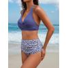 CUPSHE Women’s Bikini Sets Two Piece Bathing Suit High Waisted V Neck Halter Front Twist Back Hook Textured(Lavender Purple/Ditsy)