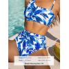 CUPSHE Women’s Bikini Sets Two Piece Swimsuit High Waisted Drawstring Asymmetrical Neck Shirred Bathing Suits(White/Blue Tropical)