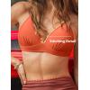 CUPSHE Women’s Bikini Sets Two Piece Swimsuit High Waisted Molded Cups Ruching V Neck Crossback Tie Stitching(Burnt Orange)