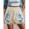 CUPSHE Women’s Casual Beach Shorts Elastic Drawstring Waist Swimsuit Cover Ups Shorts with Side Pockets(Floral White)