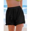 CUPSHE Women’s Casual Shorts High Waisted Beach Cover Up Drawstring Lace Summer Shorts with Pockets(Black)