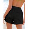 CUPSHE Women’s Casual Shorts High Waisted Beach Cover Up Drawstring Lace Summer Shorts with Pockets(Black)