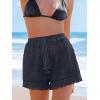 CUPSHE Women’s Casual Shorts High Waisted Beach Cover Up Drawstring Lace Summer Shorts with Pockets(Gray)