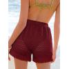 CUPSHE Women’s Casual Shorts High Waisted Beach Cover Up Drawstring Lace Summer Shorts with Pockets(Red)