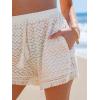 CUPSHE Women’s Casual Shorts High Waisted Beach Cover Up Drawstring Lace Summer Shorts with Pockets(White)