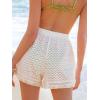 CUPSHE Women’s Casual Shorts High Waisted Beach Cover Up Drawstring Lace Summer Shorts with Pockets(White)
