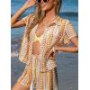 CUPSHE Women’s Cover Up Shirt Summer Casual Beach Tops Short Sleeve Kimono Swimsuit Cover Up for Swimwear(Colorful Striped)