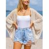 CUPSHE Women’s Crochet Cardigan Long Dolman Sleeves Open Front Kimono Beach Cover Up Casual Summer Outfits(Beige)