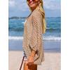 CUPSHE Women’s Crochet Cardigan Long Dolman Sleeves Open Front Kimono Beach Cover Up Casual Summer Outfits(Khaki)