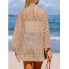 CUPSHE Women’s Crochet Cardigan Long Dolman Sleeves Open Front Kimono Beach Cover Up Casual Summer Outfits(Khaki)