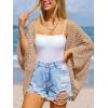 CUPSHE Women’s Crochet Cardigan Long Dolman Sleeves Open Front Kimono Beach Cover Up Casual Summer Outfits(Khaki)