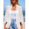 CUPSHE Women’s Crochet Cardigan Long Dolman Sleeves Open Front Kimono Beach Cover Up Casual Summer Outfits(White)