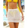 CUPSHE Women’s Crochet Cover Up Skirt Knit Drawstring Mini Beach Skirt Coverups for Swimwear(Beige)