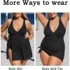 CUPSHE Women’s One Piece Swimsuit Plus Size Bathing Suit Mesh Hollow Out Cross Back Split Swim Dress Leaf Texture(Black)