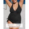 CUPSHE Women’s One Piece Swimsuit Plus Size Bathing Suit Mesh Hollow Out Cross Back Split Swim Dress Leaf Texture(Black)