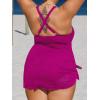 CUPSHE Women’s One Piece Swimsuit Plus Size Bathing Suit Mesh Hollow Out Cross Back Split Swim Dress Leaf Texture(Fuchsia Pink)