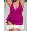 CUPSHE Women’s One Piece Swimsuit Plus Size Bathing Suit Mesh Hollow Out Cross Back Split Swim Dress Leaf Texture(Fuchsia Pink)