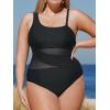 CUPSHE Women’s Plus Size Swimsuit One Piece Bathing Suit Mesh Removable Straps Swimwear(Black)