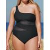 CUPSHE Women’s Plus Size Swimsuit One Piece Bathing Suit Mesh Removable Straps Swimwear(Black)