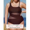 CUPSHE Women’s Plus Size Swimsuit One Piece Bathing Suit Mesh Removable Straps Swimwear(Brown)