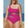 CUPSHE Women’s Plus Size Swimsuit One Piece Bathing Suit Mesh Removable Straps Swimwear(Fuchsia Pink)