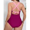 CUPSHE Women’s Plus Size Swimsuit One Piece Tummy Control Bathing Suit Crossback Halter Ruched Swimwear(Fuchsia/Light Pink)