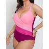CUPSHE Women’s Plus Size Swimsuit One Piece Tummy Control Bathing Suit Crossback Halter Ruched Swimwear(Fuchsia/Light Pink)
