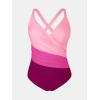 CUPSHE Women’s Plus Size Swimsuit One Piece Tummy Control Bathing Suit Crossback Halter Ruched Swimwear(Fuchsia/Light Pink)