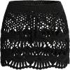 CUPSHE Women Crochet Coverup Skirt Drawstring Knit Mini Skirt Coverup for Swimwear(Black)