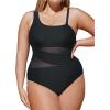 CUPSHE Women’s Plus Size Swimsuit One Piece Bathing Suit Mesh Removable Straps Swimwear(Black)