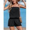 CUPSHE Women Swim Cover Ups Romper Strapless Tube Solid Beach Coverup(Black)