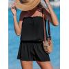CUPSHE Women Swim Cover Ups Romper Strapless Tube Solid Beach Coverup(Black)