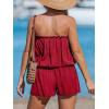 CUPSHE Women Swim Cover Ups Romper Strapless Tube Solid Beach Coverup(Red)
