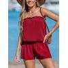 CUPSHE Women Swim Cover Ups Romper Strapless Tube Solid Beach Coverup(Red)