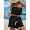 CUPSHE Women Swimsuit Coverup Strapless Tube Beach Cover Up Romper Smocked Swimwear Coverups(Black)