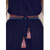 CUPSHE Women Swimsuit Coverup Strapless Tube Beach Cover Up Romper Smocked Swimwear Coverups(Navy Blue)