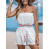 CUPSHE Women Swimsuit Coverup Strapless Tube Beach Cover Up Romper Smocked Swimwear Coverups(White)